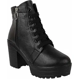 Women and Girls Casual Trendy Comfortable Synthtic Lace up Boots,Heel Boots Outdoor Winter, Holiday, College Wear Boots