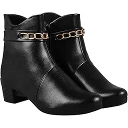 Women & Girls Elegant Gold Chain Detailed Boots