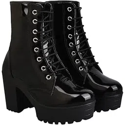 Women & Girls Lace Up Block Heeled Western Boots