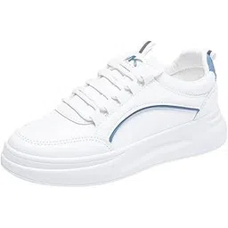 Women & Girls White Stylish Design Lace-up Lightweight and Comfortable Shoes for Parties, as Well as Gym Casual Sports Sneakers Shoes