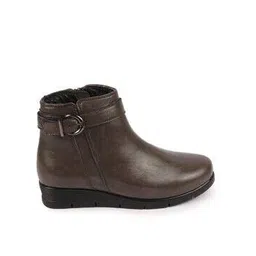 Women Ankle-Length Boots with Buckle Closure