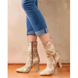 Women Ankle-Length Boots with Faux leather upper
