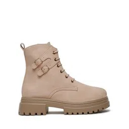 Women Ankle-Length Boots with Lace Fastening