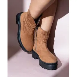 Women Ankle-Length Boots with Stitch Detail