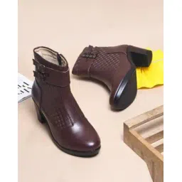 Women Ankle-Length Boots with Zip Closure
