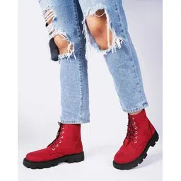 Women Ankle-Length Lace-Up Booties