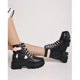 Women Ankle-Length Lace-Up Boots