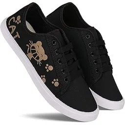Women Black Casual Sneakers Shoes