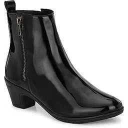 Women Black Faux Leather Pro Guard Ankle Casual Boots-3
