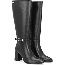 Women Black high heel knee high boots 67866