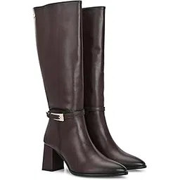 Women Black high heel knee high boots 67866