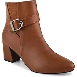 Women Black Solid Mid-Top Heeled Boots