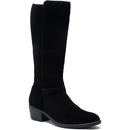 Women Black Suede Long Boots