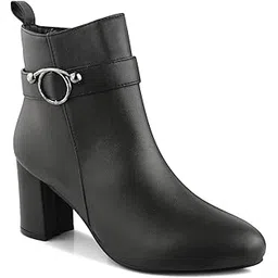 Women Block-Heeled Black Boots