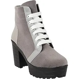 Women Block Heeled Lace Up Boot