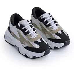 Women Bold Black & Beige Lightning Sneakers Shoes High-Performance, Stylish, and Built for Comfort