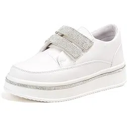 Women Casual & Party Embellished Glittery Velcro Sneakers I Cushioned Insole I All Day Comfortable I Lightweight and Stylish Shoes for Girls LBCNV5010