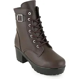 Women Casual Block-Heeled Lace Up Boots