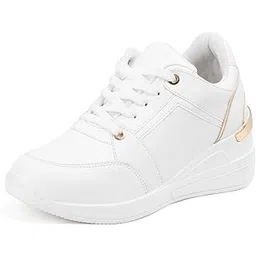 Women Casual High Heel Sneakers I Cushioned Insole I All Day Comfortable I Lightweight and Stylish Shoes for Girls CNV7062