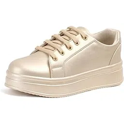 Women Casual Wedding & Party High Heel Sneakers I Cushioned Insole I Glittery & Mettalic Bridal Wear I Lightweight and Stylish Shoes for Girls LBCNV5011