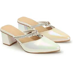 Women ComfortableBlock Heel Round Toe Strapless Fashion Shoes for Daily use, Office use, Casual use