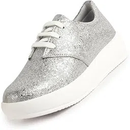 Women Embellished Height Enhancer Lace Up Sneaker Shoes|Platform Casual Shoe|Evening Party Shoe|Anti Skid Sole