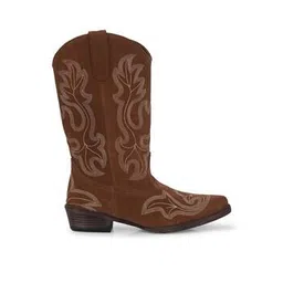 Women Embellished Knee-Length Boots with Suede Upper