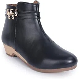Women Embellished Trendy Block Heeled Zipper Closure Boots