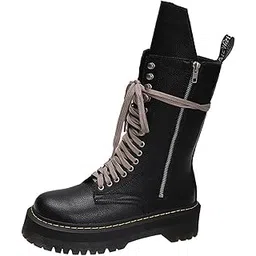 Women Fall Boots Comfortable Fashion Flat Heel With Zipper Closure Round Toe Black 39 | Womens Shoes | Boots