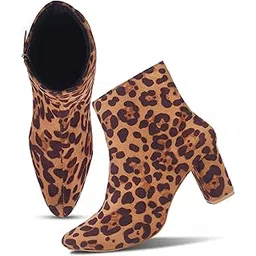 Women Fashion Black Leather Ankle Boots for Women | Pointed Toe| Block Heel