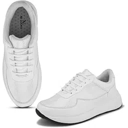 Women Graphic Print Design Lace-Up Sneakers | Comfortable Lightweight Casual Wear Shoes for Girls |Fashionable Footwear for Office, Party, Gym, Running (White)