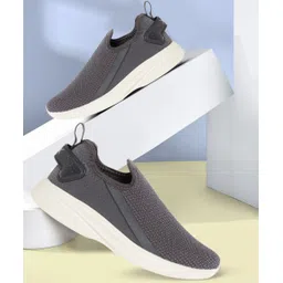 Women Grey Woven Design Go-Lite Slip-On Walking Shoes Walking Shoes For Women