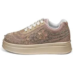 Women Hand Embroidered Wedding Party Bridal Floral High Heel Sneakers | Cushioned Insole | Comfortable Wear Wedge Shoes | for Ladies and Girls | RR1237