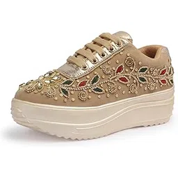Women Hand Embroidery Wedding Party Bridal Sneakers 4032