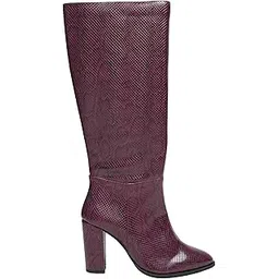 Women Knee-High Snake Print Boots | Chunky Block Heel | Pointed Toe | Stylish & Trendy | Casual & Fashion Wear