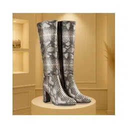 Women Knee-Length Boots with Faux leather upper