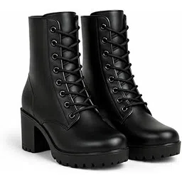 Women Lace-Up Ankle Boots ? Casual Winter Wear Black