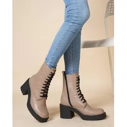 Women Lace-Up Ankle-Length Boots