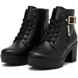 Women Lace-Up Chunky Ankle Boots ? Casual/Street Wear