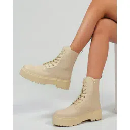Women Lace-Up Fastening Ankle-Length Boots