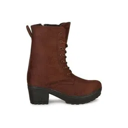 Women Lace-Up Fastening Mid-Calf Boots