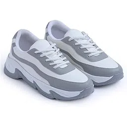 Women Lace-Up Sneakers Casual Shoes Monochrome Chunky Sneakers for Women & Girls