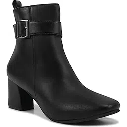 Women Mid Calf Block Heel Black Regular Boots