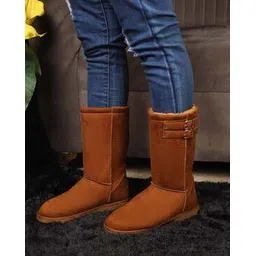 Women Mid-Calf Boots with Buckle Fastening