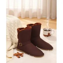 Women Mid-Calf Boots with Buckle Fastening
