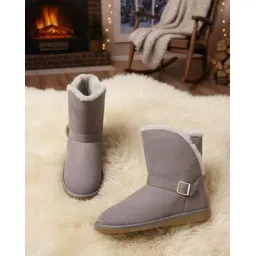Women Mid-Calf Boots with Buckle Fastening
