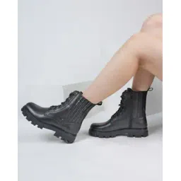 Women Mid-Calf Length Lace-Up Boots