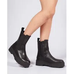 Women Round Toe Ankle-Length Boots