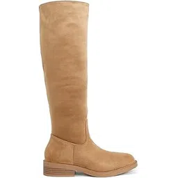 Women Round Toe Microfiber Calf Boots