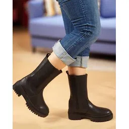 Women Round Toe Slip-On Boots